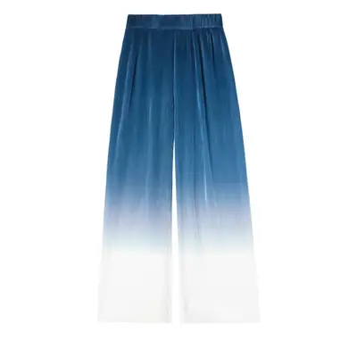 Women Blue Gradient Wide Leg Pants Summer Casual