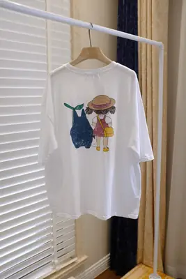 Women Cotton T-Shirt Cartoon Print 2026 Summer