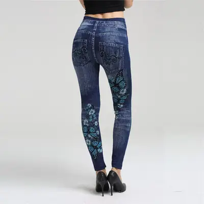 Sweet Summer Blue Butterfly Printed Tight Leggings