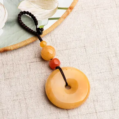 Natural Xinjiang Jade Ping An Buckle Mobile Phone Pendant