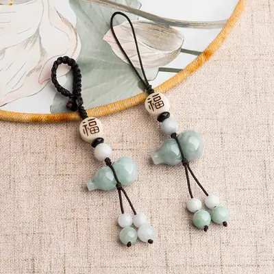 Chinese Style Jade Phone Pendant with "Fu" Design