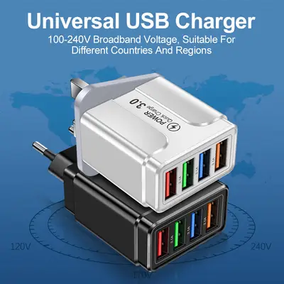 Luminous 4USB Color Mobile Phone Charger 5V 3A European Standard