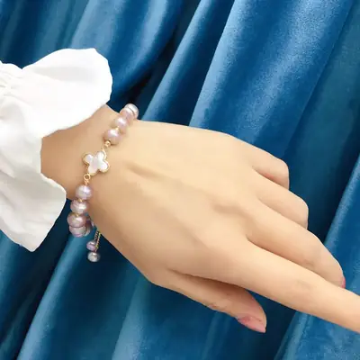 Freshwater Pearl Bracelet for Girl's Adjustable Cross Clasp