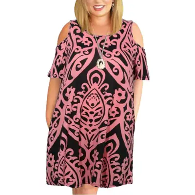 Women Floral Printed Dress Large Off-shoulder Summer Wear