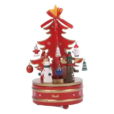 Cross-Country Christmas Tree Music Box Wooden Ornament