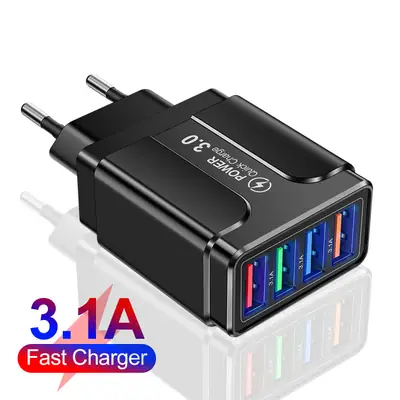 4 USB Port Fast Charging Charger for Mobile Phones
