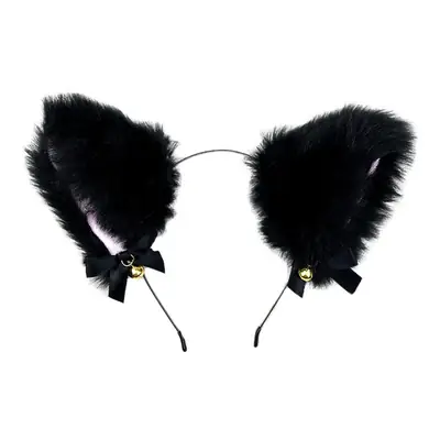 White Faux Fur Bell Headband with Gold Bell