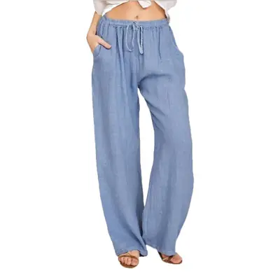 Plus Size Loose Cotton Linen Pants Brown