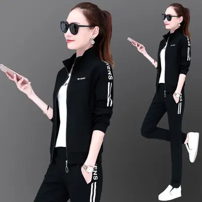 Women's Maroon Cotton Track Suit 2023 Spring Autumn Loose Fit Large