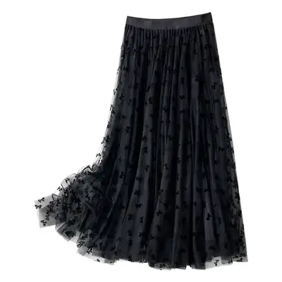 3D Flocked Bow Skirt with Bowline & Bowline Lining