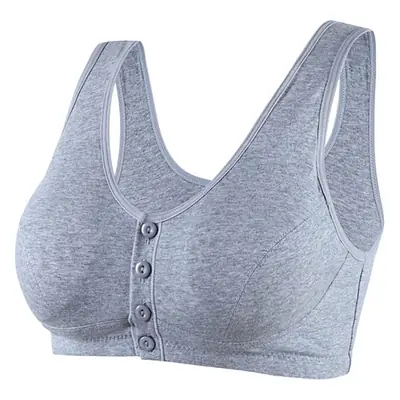 Old People's Front Buckle Bra Mother's Underwear Women's Vest-style Pure Cotton Non-steel Ring Gathering Middle-aged and Old People's Large Size Thin Bra