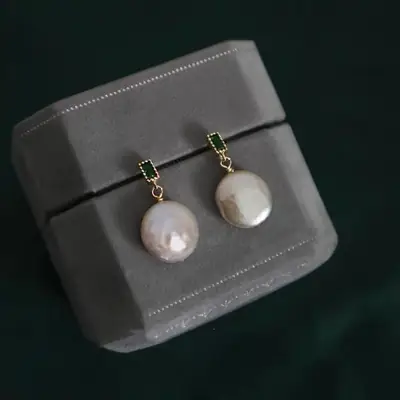 Natural Baroque Pearl Earrings Women's Gold Plated