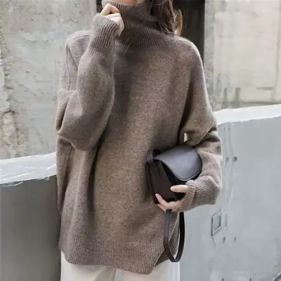 Women's Turtleneck Loose Knit Outerwear Autumn Winter 2024