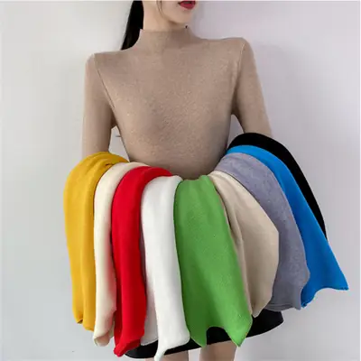 Women's Half Turtleneck Knitwear Long Sleeve Top