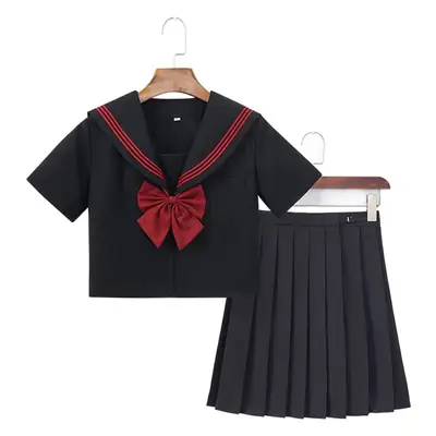 Black Pleated School Skirt 65cm Factory