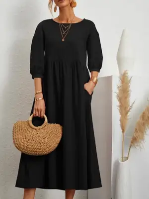 2025 Cross-Border Dress with Lantern Sleeve A-Line