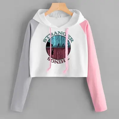 Women's White Pink Hooded Sweatshirt with Letter Print