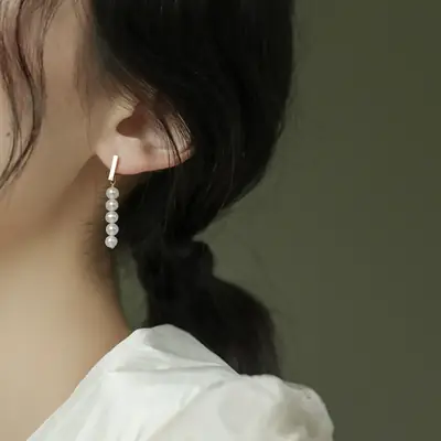 Minimalist Pearl Earrings Gold Plated 925 Silver