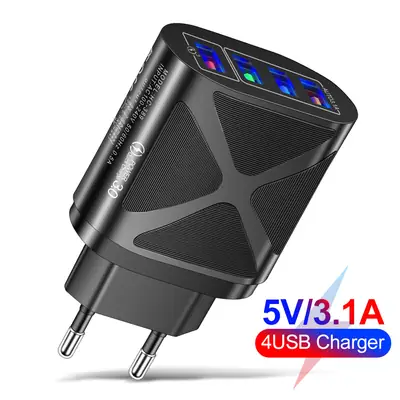 3.1A 4USB Mobile Phone Charger with European Plug