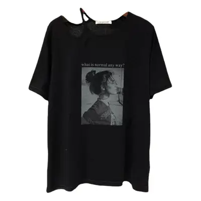 Women 2026 Black Graphic T-Shirt Short Sleeve