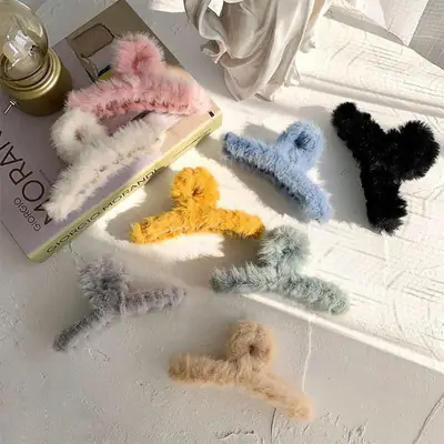 Autumn Winter Plush Hair Clip Rabbit Headpin Korean Girl's Gentle Grab
