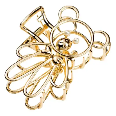 Metal Bear Hair Clip with Pearl & Crystal Accents