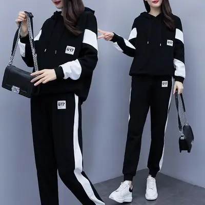 2025 Black White Track Suit Plus Size Women