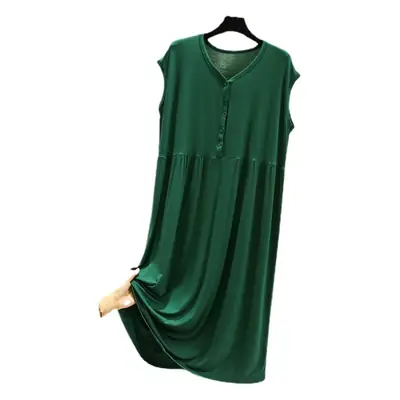 Women's Grey Sleeveless V-Neck Dress with Swing Skirt