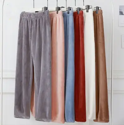 Women's Velvet Pants 2025 Warm Grey Loose Casual