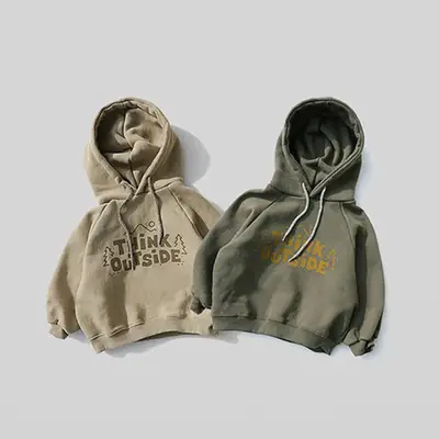 Korean Hoodie for Kids Fleece Warm Beige