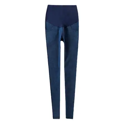Spring Maternity Pants Stretch Denim Blue Washed Small Feet Belly Support
