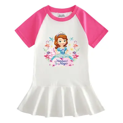 2023 Sophia Princess Cartoon Dress for Girls White Yellow
