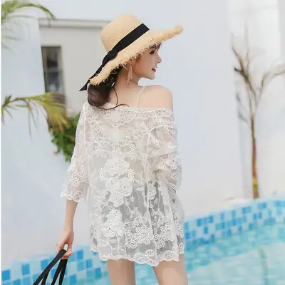 Women's White Lace Sun-Protective Cardigan Top