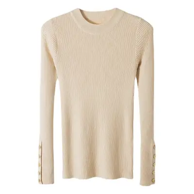 Women Half Turtleneck Knitwear Long Sleeve White 2025