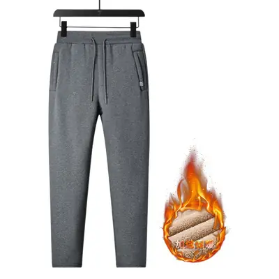 Men Fleece Lined Winter Sweatpants Navy Blue