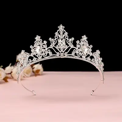 Gold Bridal Crown with Purple Gemstones