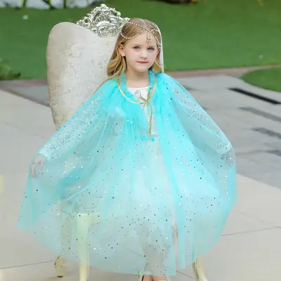 2021 Frozen Princess Girls Shawl Cape Costume White
