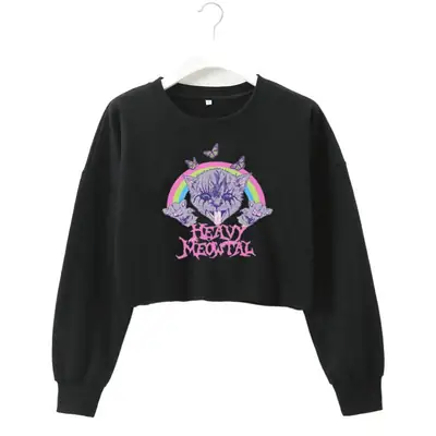 Heavy Metal Butterfly Crop Top Black Women's Wear