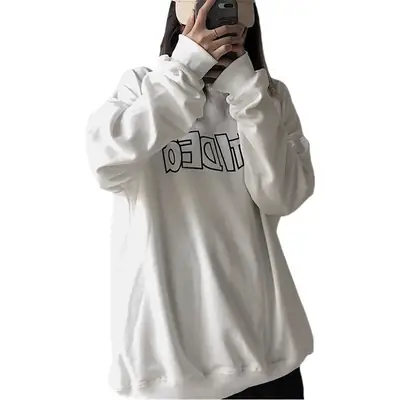 Women Black Graphic Sweatshirt American Streetwear