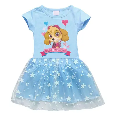 2023 Cotton Moon Star Kids Dress Blue Wang Wang Cartoon