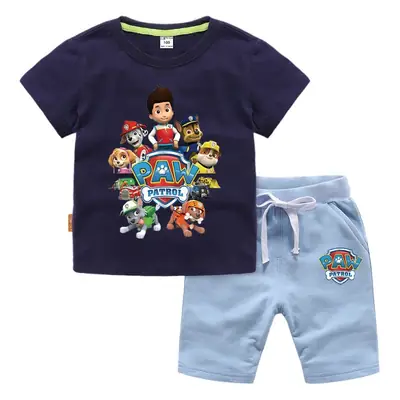 2023 Kids Cotton T-Shirt Shorts Set Wang Wang Team Black Yellow