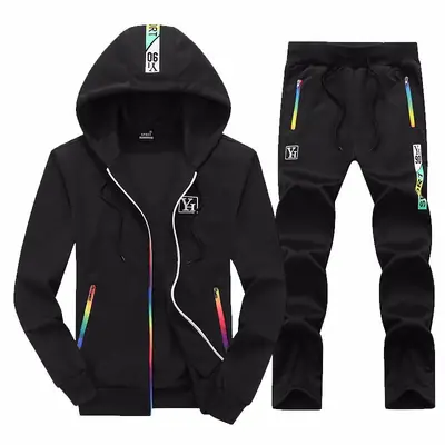 Men Navy Hooded Sweatpants Set Spring Autumn Casual