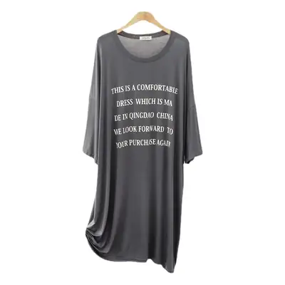 Large Size Loose Modal Nightdress Women's Green Sleeve Printed