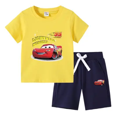 2023 Kids Cars T-Shirt Shorts Pink Black Cotton Set