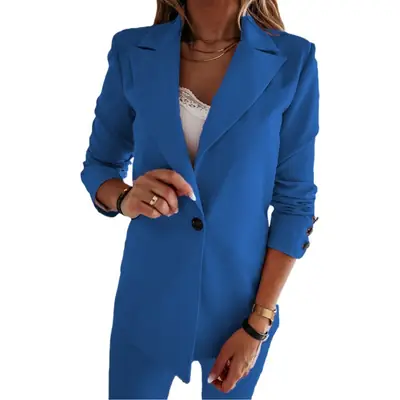 2024 Long Sleeve Collar Button Suit Beige White Pants