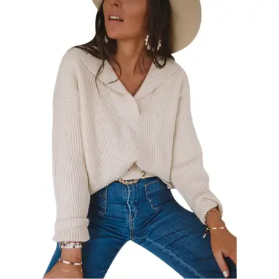 2026 Women's Collar Thick Pullover Sweater Set