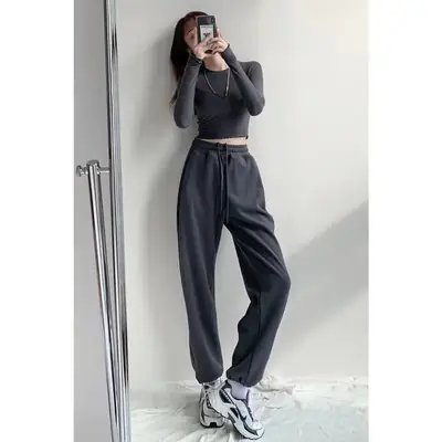 Women Drawstring Jogger Pants White 2026