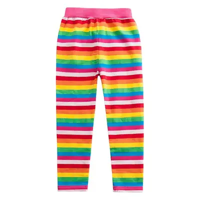 Rainbow Striped Korean Cartoon Pants for Girls Cotton