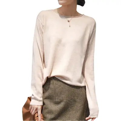 Women's 2022 Knitted Wool Pullover Sweater Round Neck