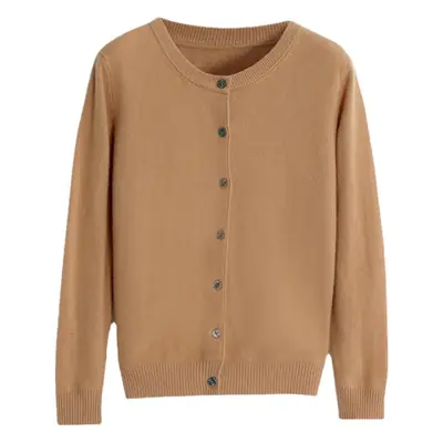 Women's 2025 Knitted Cardigan White Round Neck Short Wool